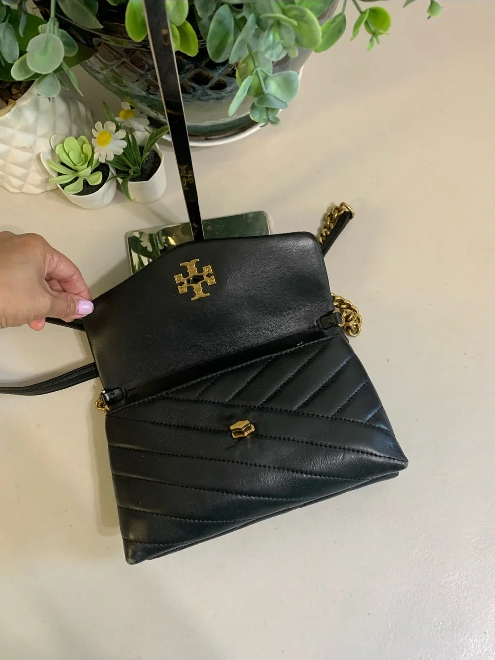 Tory Burch compact quilted